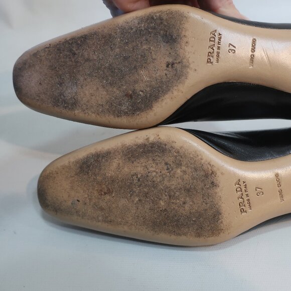 Authentic Womens Prada Black Pink Leather Buffalo City Loafer Pumps 37 US/7 - Picture 11 of 16